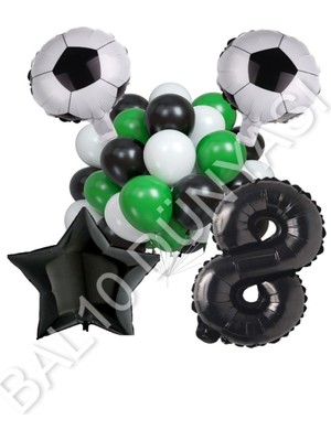 Bal10 Dünyası Futbol Topu Yıdız Rakam Latex Balon Seti Yaş 8