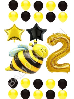 Bal10 Dünyası Arı Karakterli Yıldız Folyo Balon Seti Yaş 2