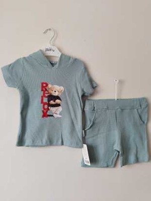 Babypearly Relax 3D Baskılı Erkek Çocuk Kapüşonlu Waffle Ikili Takım