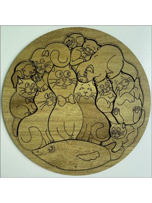 Sevimli Kediler Ahşap Puzzle ve Tablo