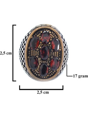 Ferizz Ateş Taşlı Kalemli Taşlı 925 Ayar Erkek Gümüş Yüzük GEY-105
