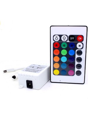 Ata Elektronik Rgb Şerit LED Kumandası Regebe Remote Control  6 Amper DC12 V-24 50/60Hz Kontrol 12 Volt (16 Renk Çeşidi) 24 Tuşlu Rgb Kumanda)R