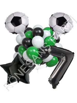 Rönesans Parti Futbol Topu Yıdız Rakam Latex Balon Seti Yaş 7