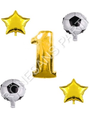 Rönesans Parti Futbol Topu Yıdız Rakam Balon Seti Gold Yaş 1