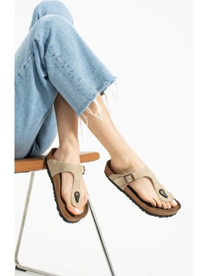 Friend & Trend Kadın Krem anatomik Parmak Arası Terlik FT160