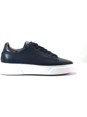 Onlo Ayakkabı MN.1091 Hakiki Deri Lacivert Yüksek Taban Casual Erkek Ayakkabı