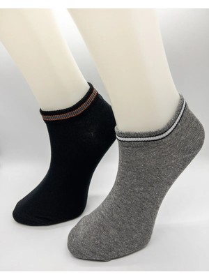 Ciho Socks Basic 12 Çift Erkek Lastik Kısmı Şerit Detaylı Patik Çorap