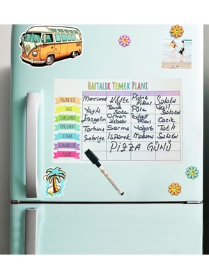 Giftmoda Haftalık Yemek Planlanlayıcı Buzdolabı Magneti Yazsil Kalem Hediyeli