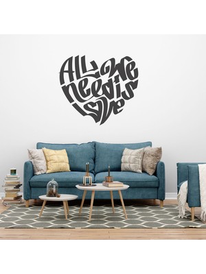 Boldwallz All We Need Is Love Dekoratif Duvar Stickerı, Duvar Dekorasyon Yazıları, Duvar Sticker