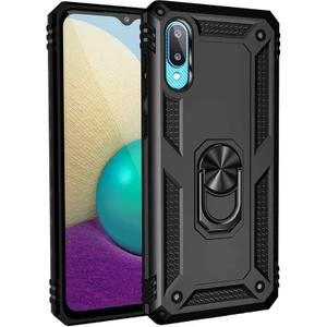 Heptek İletişim Samsung Galaxy A02 Kılıf Tank Zırh Yüzüklü Mıknatıslı Standlı Kapak (Vega)