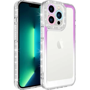 Apple iPhone 13 Pro Max Kılıf Simli ve Renk Geçiş Tasarımlı Lens Korumalı Park Kapak