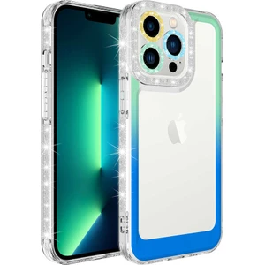 Apple iPhone 14 Pro Max Kılıf Simli ve Renk Geçiş Tasarımlı Lens Korumalı Park Kapak