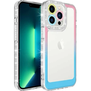 Apple iPhone 12 Pro Max Kılıf Simli ve Renk Geçiş Tasarımlı Lens Korumalı Park Kapak
