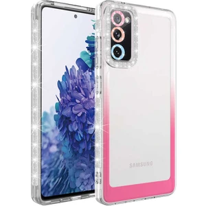 Samsung Galaxy S20 Fe Kılıf Simli ve Renk Geçiş Tasarımlı Lens Korumalı Park Kapak