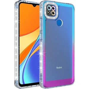 Xiaomi Redmi 9c Kılıf Simli ve Renk Geçiş Tasarımlı Lens Korumalı Park Kapak