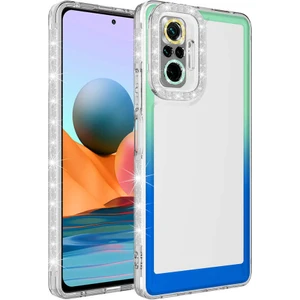 Xiaomi Redmi Note 10 Pro Kılıf Simli ve Renk Geçiş Tasarımlı Lens Korumalı Park Kapak