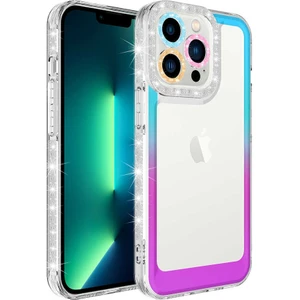 Apple iPhone 12 Pro Max Kılıf Simli ve Renk Geçiş Tasarımlı Lens Korumalı Park Kapak