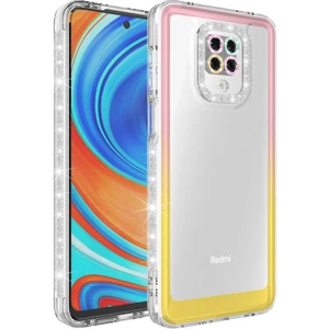 Xiaomi Redmi Note 9s Kılıf Simli ve Renk Geçiş Tasarımlı Lens Korumalı Park Kapak