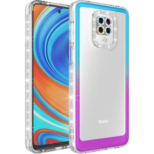 Xiaomi Redmi Note 9s Kılıf Simli ve Renk Geçiş Tasarımlı Lens Korumalı Park Kapak