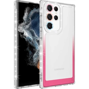 Samsung Galaxy S22 Ultra Kılıf Simli ve Renk Geçiş Tasarımlı Lens Korumalı Park Kapak