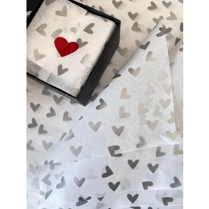 Tuğset Etiket Kalpli Gümüş Desenli Pelur Kağıdı 50X70 cm 100 Adet