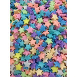 25 gr 8 Mm Pastel Karışık Renkli Gülen Yıldız Plastik Boncuk Takı Yapım Boncuğu (25 gr~ 47-53 Adet)