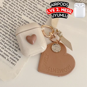Airpods 1. ve 2. Nesil Uyumlu Kalpli Koruyucu Kılıf, Darbeye Dayanıklı Kopçalı Silikon Kılıf