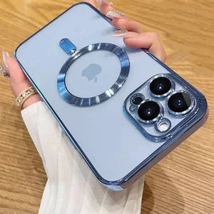 Dexmoni Phone 14 Pro Max Kılıf Magsafe Şarj Özellikli Kamera ve Lens Korumalı Esnek Silikon Dempre Case