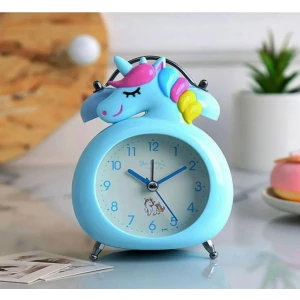 Unicorn Işıklı Alarmlı Masa Saati Çift Çanlı Akar Saniyeli Dekoratif Çalar Saat