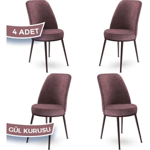 Concept Dexa Serisi Üst Kalite Mutfak Sandalyesi Metal Kahverengi Iskeletli 4 Adet  Sandalye