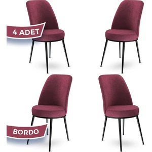 Concept Dexa Serisi Üst Kalite Mutfak Sandalyesi Metal Siyah Iskeletli 4 Adet  Sandalye