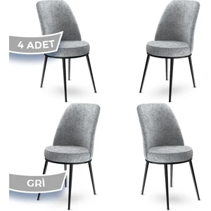 Concept Dexa Serisi Üst Kalite Mutfak Sandalyesi Metal Siyah Iskeletli 4 Adet  Sandalye