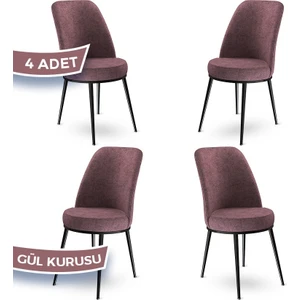 Concept Dexa Serisi Üst Kalite Mutfak Sandalyesi Metal Siyah Iskeletli 4 Adet  Sandalye