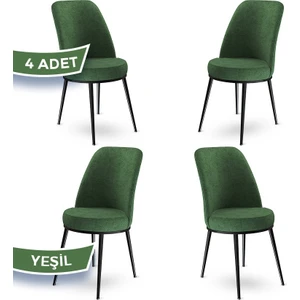 Concept Dexa Serisi Üst Kalite Mutfak Sandalyesi Metal Siyah Iskeletli 4 Adet  Sandalye