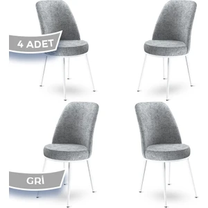 Concept Dexa Serisi Üst Kalite Mutfak Sandalyesi Metal Beyaz Iskeletli 4 Adet  Sandalye