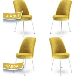 Concept Dexa Serisi Üst Kalite Mutfak Sandalyesi Metal Beyaz Iskeletli 4 Adet  Sandalye