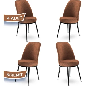 Concept Dexa Serisi Üst Kalite Mutfak Sandalyesi Metal Siyah Iskeletli 4 Adet  Sandalye