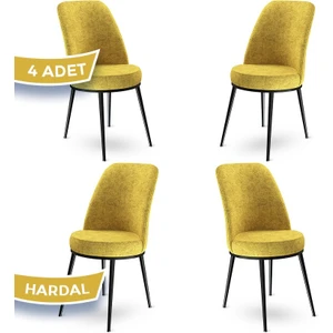 Concept Dexa Serisi Üst Kalite Mutfak Sandalyesi Metal Siyah Iskeletli 4 Adet  Sandalye