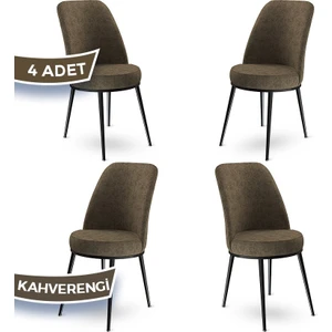 Concept Dexa Serisi Üst Kalite Mutfak Sandalyesi Metal Siyah Iskeletli 4 Adet  Sandalye
