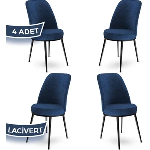 Concept Dexa Serisi Üst Kalite Mutfak Sandalyesi Metal Siyah Iskeletli 4 Adet  Sandalye