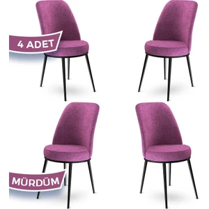Concept Dexa Serisi Üst Kalite Mutfak Sandalyesi Metal Siyah Iskeletli 4 Adet  Sandalye