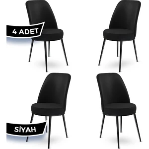 Concept Dexa Serisi Üst Kalite Mutfak Sandalyesi Metal Siyah Iskeletli 4 Adet  Sandalye