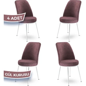 Concept Dexa Serisi Üst Kalite Mutfak Sandalyesi Metal Beyaz Iskeletli 4 Adet  Sandalye