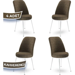 Concept Dexa Serisi Üst Kalite Mutfak Sandalyesi Metal Beyaz Iskeletli 4 Adet  Sandalye