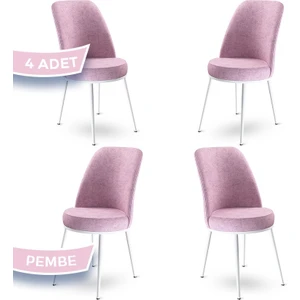 Concept Dexa Serisi Üst Kalite Mutfak Sandalyesi Metal Beyaz Iskeletli 4 Adet  Sandalye