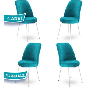 Concept Dexa Serisi Üst Kalite Mutfak Sandalyesi Metal Beyaz Iskeletli 4 Adet  Sandalye