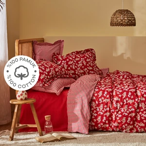 Karaca Home Carlo %100 Pamuk Çift Kişilik Nevresim Takımı Kırmızı