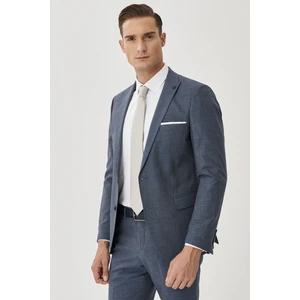 ALTINYILDIZ CLASSICS Erkek Lacivert-mavi Ekstra Slim Fit Dar Kesim Yünlü Desenli Takım Elbise