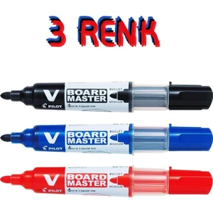 V-Board Master Yuvarlak Uç Yazı Tahtası Kalemi Kırmızı-Mavi-Siyah 3 Lü