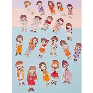 EyER Shoping Kawaii Sevimli Kızlar Etiket Sticker Seti
